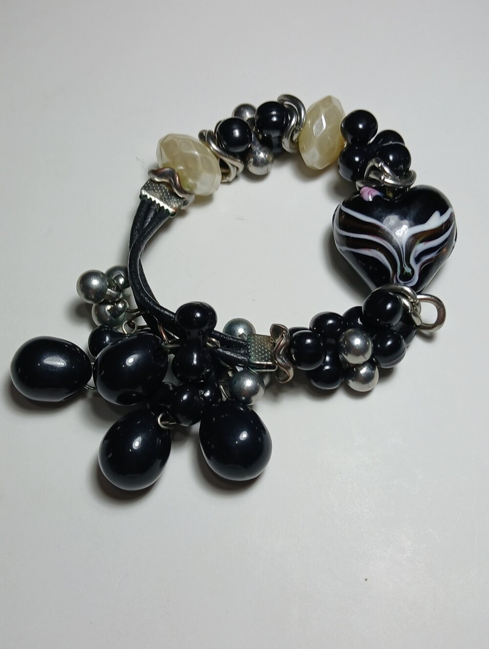 Handmade Glass Black Charm Bracelet